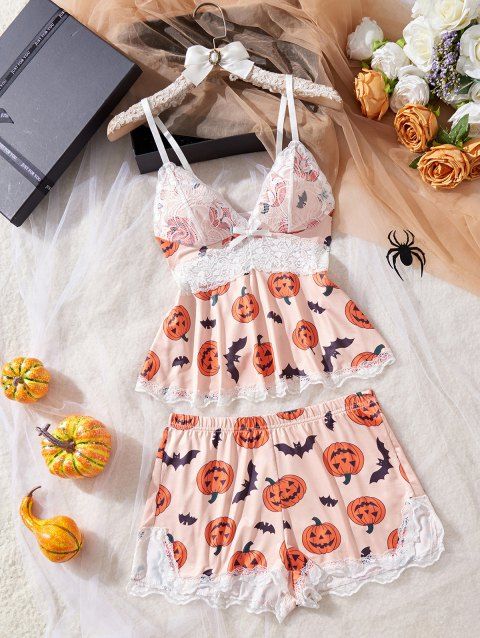 Ensemble de vêtements de détente à empiècements en dentelle, haut et bas à nœud papillon Holiday Elements