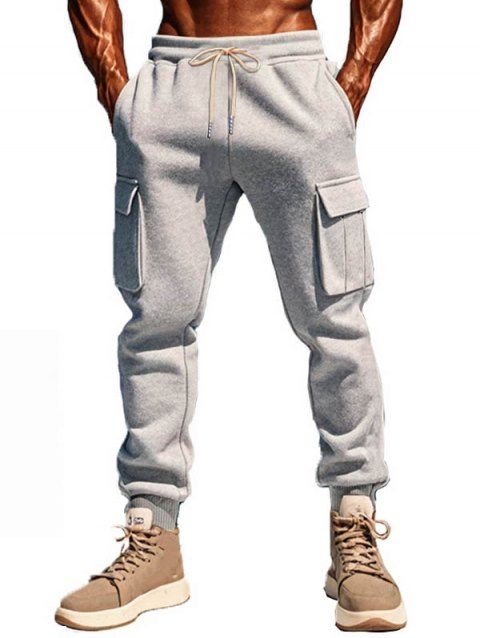 Pantalon uni pour homme avec cordon de serrage et poches à nouer à la cheville