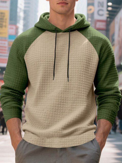 Sweat à capuche à manches longues et cordons de serrage texturés pour homme