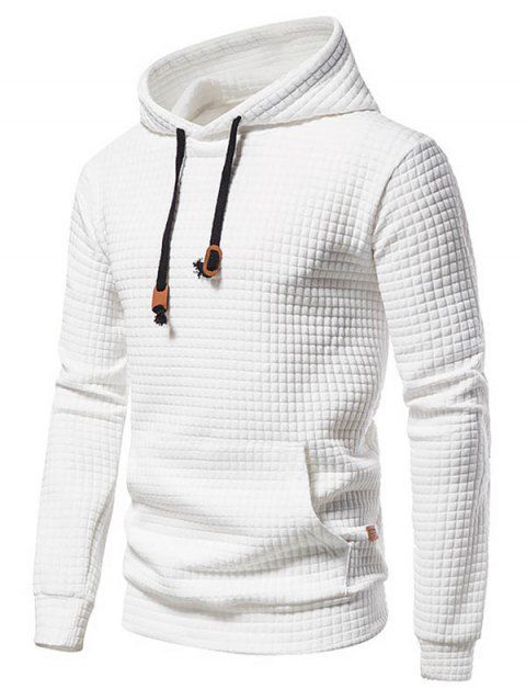 Sweat à capuche à motif géométrique texturé et couleur unie pour homme avec cordon de serrage