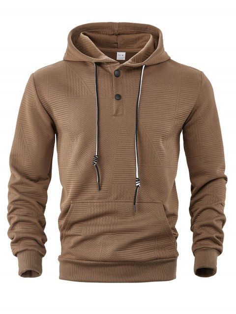 Sweat à capuche texturé pour homme, couleur unie, avec cordon de serrage et poche