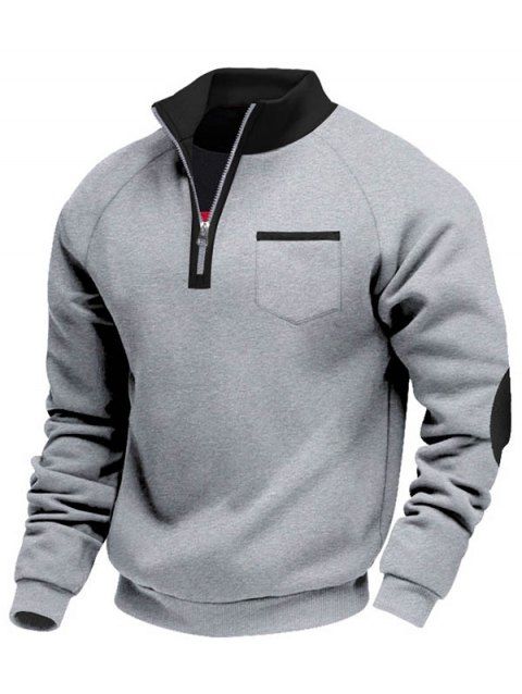 Sweat-shirt colorblock pour homme avec poche avant zippée et col montant