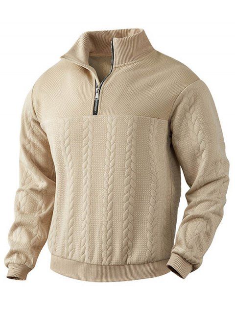 Sweat-shirt uni à col montant et fermeture éclair pour homme