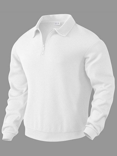 Sweat-shirt à manches longues et fermeture éclair texturée pour homme, couleur unie