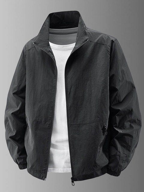 Manteau uni à manches longues et poches zippées pour homme