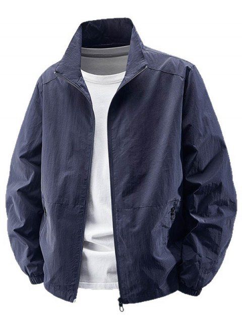 Manteau uni à manches longues et poches zippées pour homme