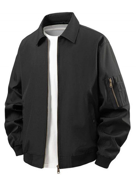 Manteau uni à manches longues et poches zippées pour homme
