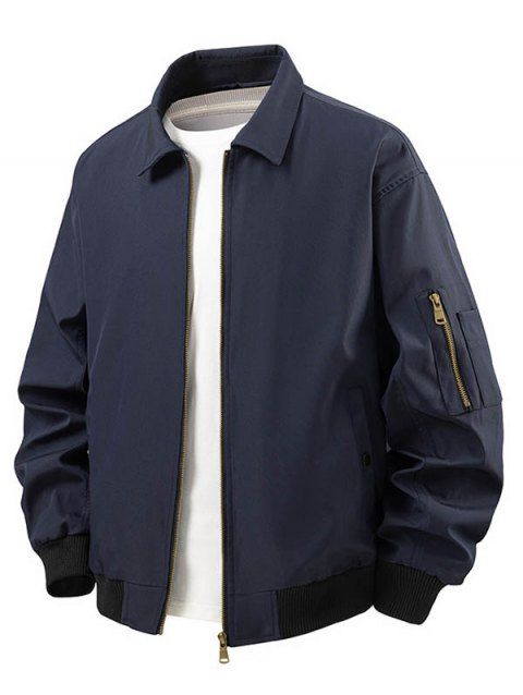 Manteau uni à manches longues et poches zippées pour homme