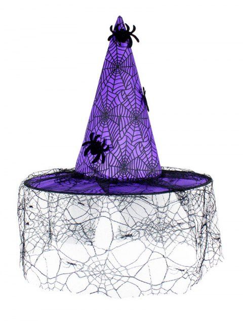 Chapeau gothique d'Halloween en maille de toile d'araignée, chapeau de fête de sorcier
