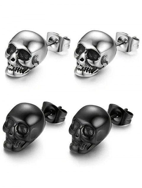 2 paires de boucles d'oreilles à tige Halloween, boucles d'oreilles gothiques tête de mort