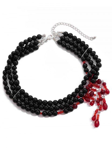 Collier ras du cou gothique Halloween à perles et pierres précieuses synthétiques colorblock