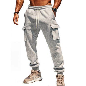 Men's Solid Color Pants Drawstrings Pocket Ankle-tied Pants