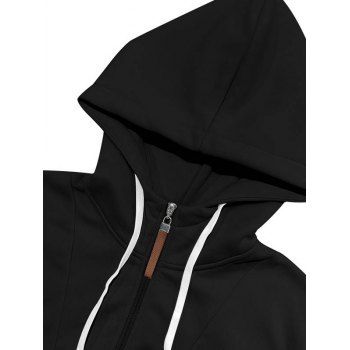Men's Hoodie Top Topstitching Half Zipper Drawstrings Hooded Top