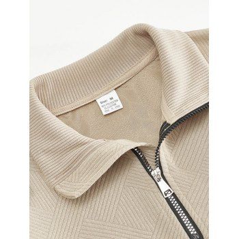 Men's Solid Color Sweatshirt Cable Knit Zipper Stand Up Collar Top
