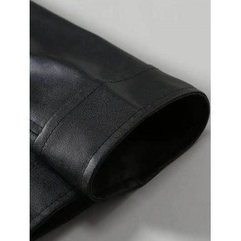 Men's PU Coat Solid Color Zip Pocket Stand Up Collar Coat