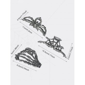 3pcs Gothic Halloween Hair Claws Spider Web Skeleton Hair Claws
