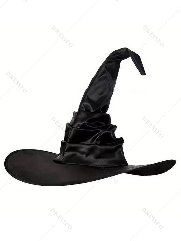 Chapeau de sorcier en satin froissé pour Halloween - Noir 