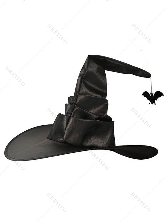 Chapeau de sorcier en satin froissé pour Halloween - Noir 