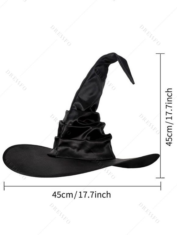 Chapeau de sorcier en satin froissé pour Halloween - Noir 
