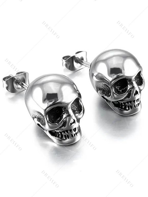 2 paires de boucles d'oreilles à tige Halloween, boucles d'oreilles gothiques tête de mort - multicolor A 