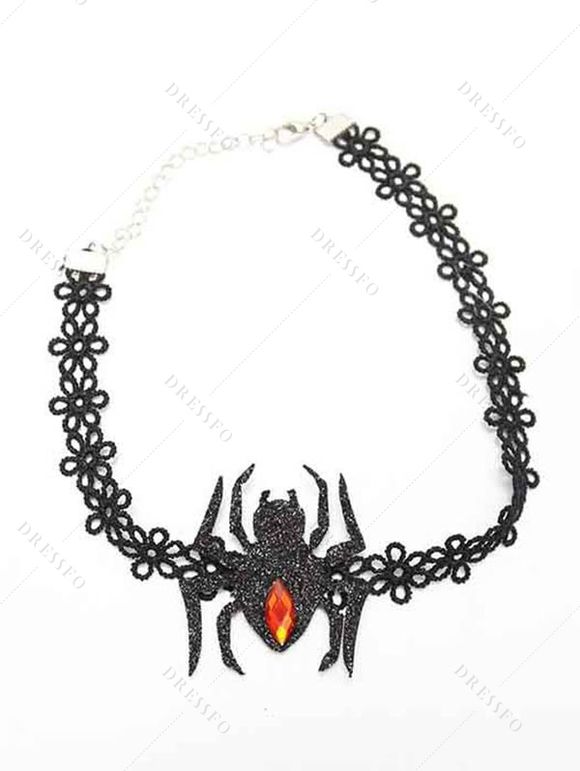 Accessoires de cosplay d'Halloween Serre-tête chauve-souris rose Ensemble tour de cou araignée - Noir 