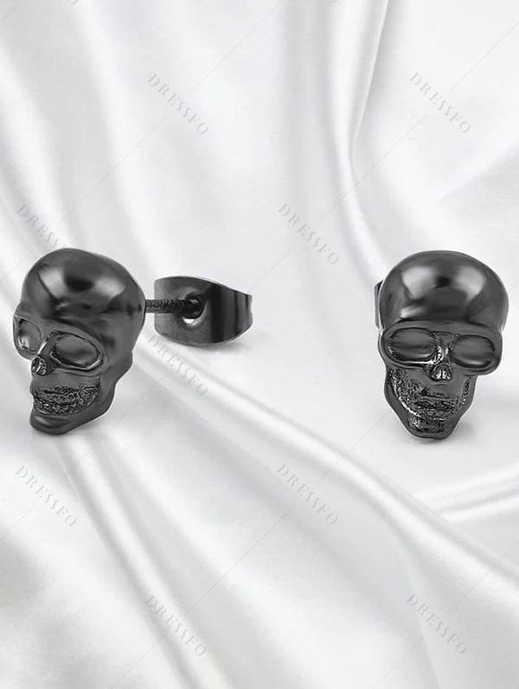 2 paires de boucles d'oreilles à tige Halloween, boucles d'oreilles gothiques tête de mort - multicolor A 