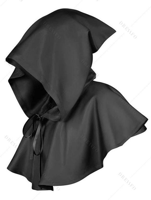 Cape de fête cosplay d'Halloween de couleur unie - Noir 