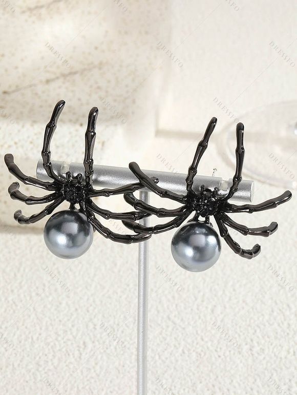 Boucles d'oreilles gothiques Halloween Boucles d'oreilles géométriques araignées - Noir 
