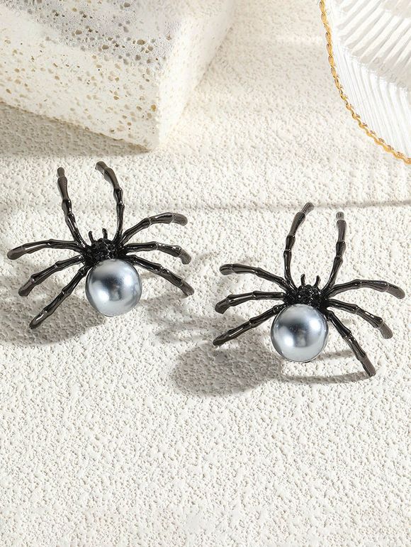 Boucles d'oreilles gothiques Halloween Boucles d'oreilles géométriques araignées - Noir 