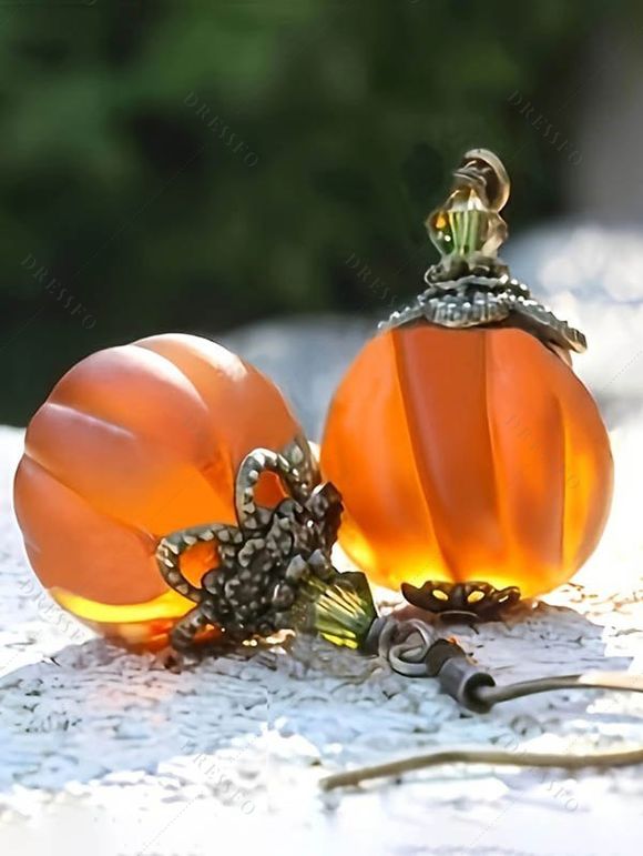 Boucles d'oreilles Halloween Citrouille Faux Gem Boucles d'oreilles Vintage - Orange Foncé 