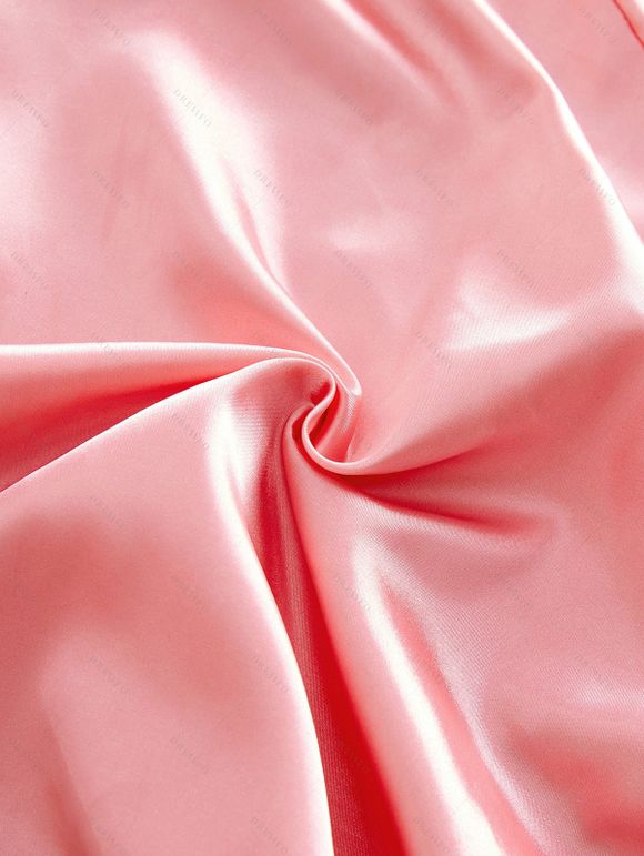 Mini-robe de nuit à empiècements floraux de couleur unie - Rose S | US 4