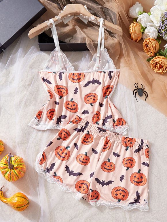 Ensemble de vêtements de détente à empiècements en dentelle, haut et bas à nœud papillon Holiday Elements - CORAL ROSE XL | US 10