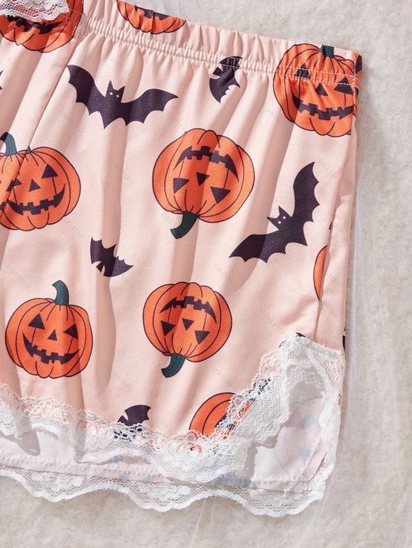 Ensemble de vêtements de détente à empiècements en dentelle, haut et bas à nœud papillon Holiday Elements - CORAL ROSE XL | US 10