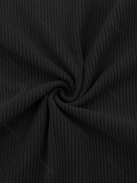 Sweat-shirt en velours côtelé colorblock pour homme, haut texturé à col montant - Noir XXXL