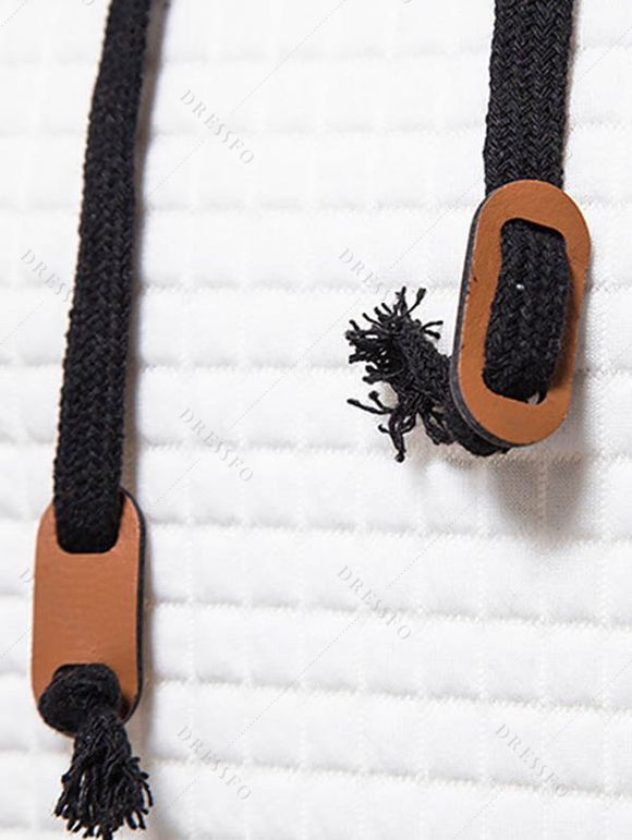 Sweat à capuche à motif géométrique texturé et couleur unie pour homme avec cordon de serrage - Blanc XXL