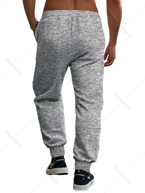 Pantalon chiné pour homme avec cordon de serrage et poches à nouer à la cheville - Gris Clair XXXL