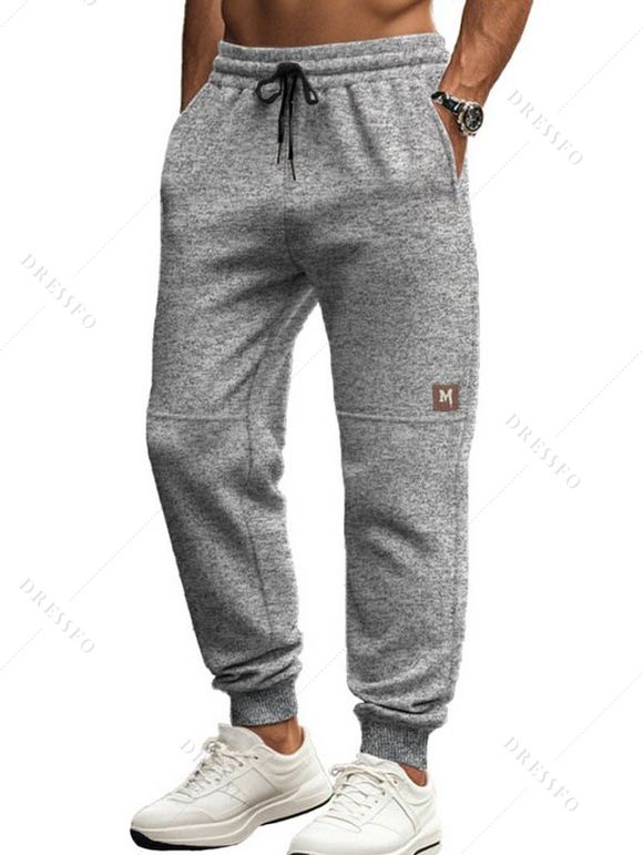 Pantalon chiné pour homme avec cordon de serrage et poches à nouer à la cheville - Gris Clair XXXL