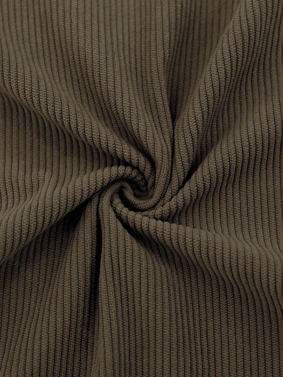 Sweat-shirt en velours côtelé colorblock pour homme, haut texturé à col montant - café lumière XXXL