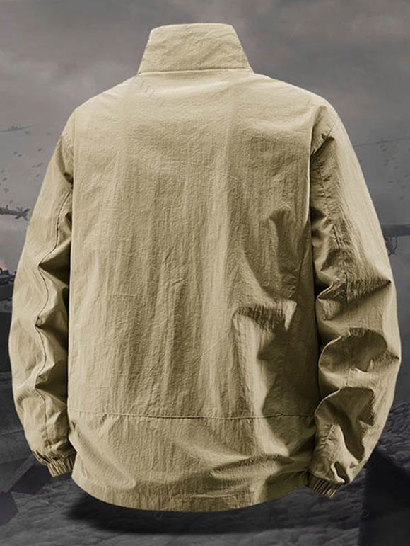 Manteau uni à manches longues et poches zippées pour homme - café lumière XXXL