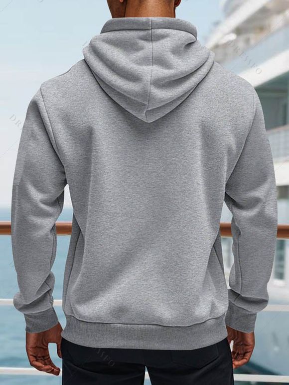 Sweat à capuche pour homme avec fermeture éclair, plusieurs poches et cordons de serrage - Gris Clair XXXL