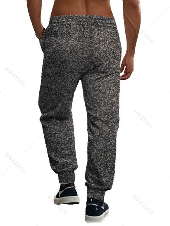 Pantalon chiné pour homme avec cordon de serrage et poches à nouer à la cheville - Noir XXXL