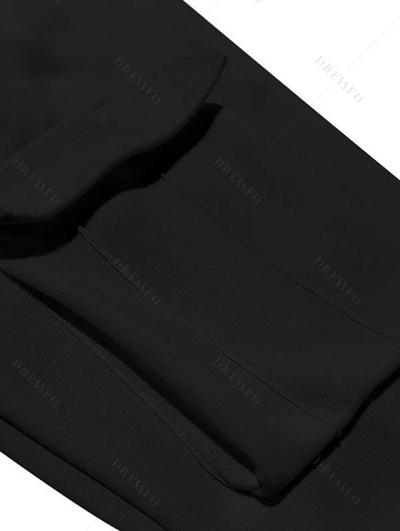 Pantalons de couleur unie pour hommes, pantalons longs à cordons de serrage et poches multiples - Noir XXXL