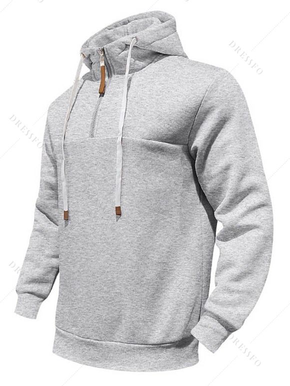 Sweat à capuche pour homme avec surpiqûres et cordons de serrage - Gris Clair XXXL