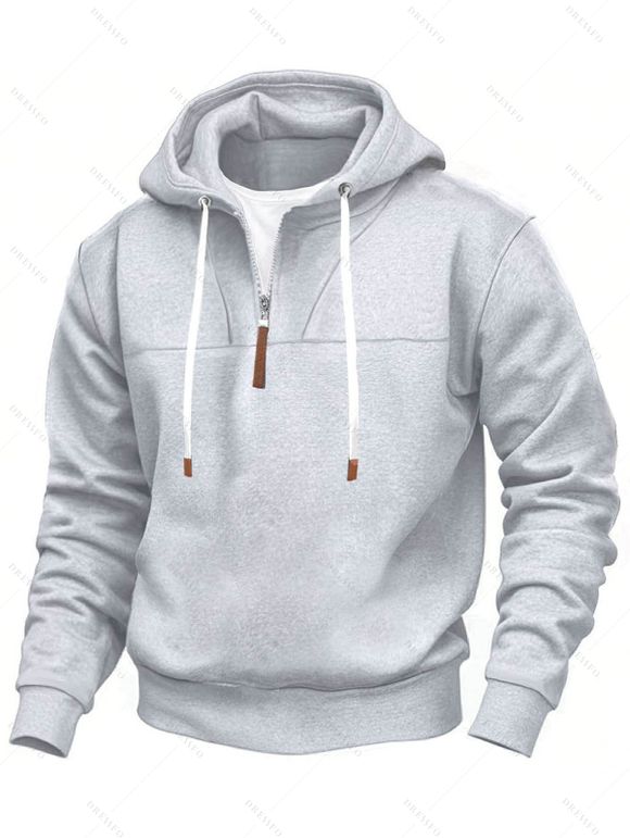 Sweat à capuche pour homme avec surpiqûres et cordons de serrage - Gris Clair XXXL