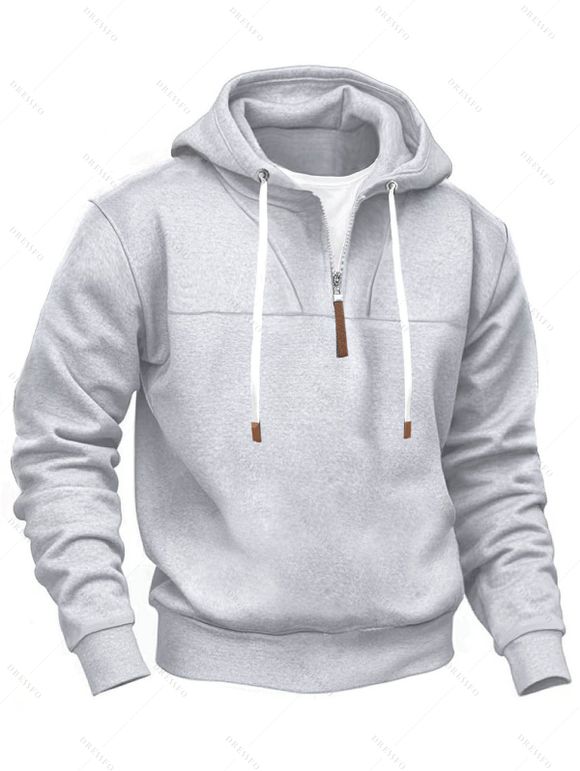 Sweat à capuche pour homme avec surpiqûres et cordons de serrage - Gris Clair XXXL