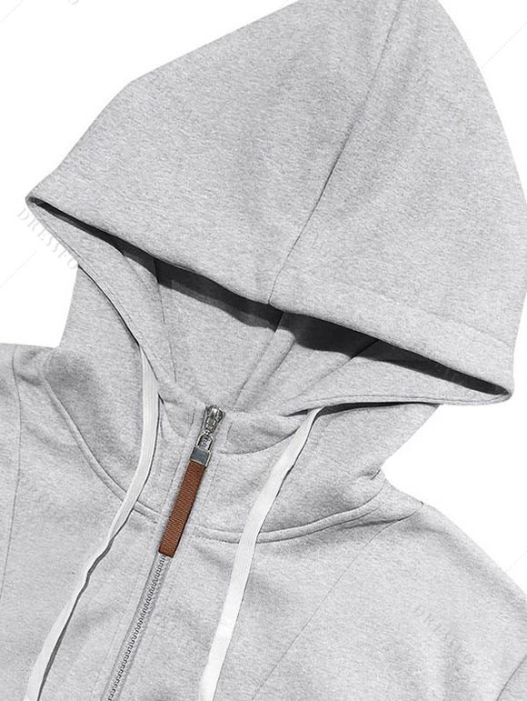 Sweat à capuche pour homme avec surpiqûres et cordons de serrage - Gris Clair XXXL