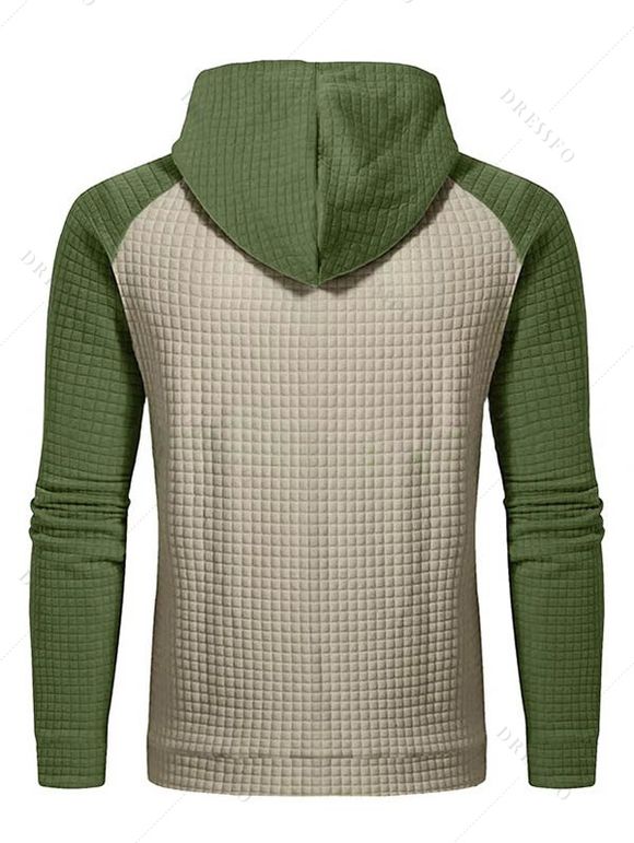Sweat à capuche à manches longues et cordons de serrage texturés pour homme - Vert XL