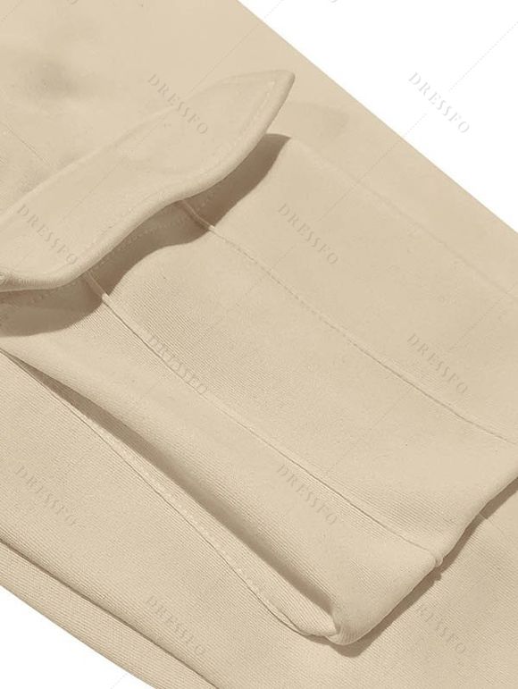 Pantalons de couleur unie pour hommes, pantalons longs à cordons de serrage et poches multiples - café lumière XXXL