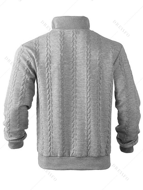 Sweat-shirt uni à col montant et fermeture éclair pour homme - Gris Clair XXXL