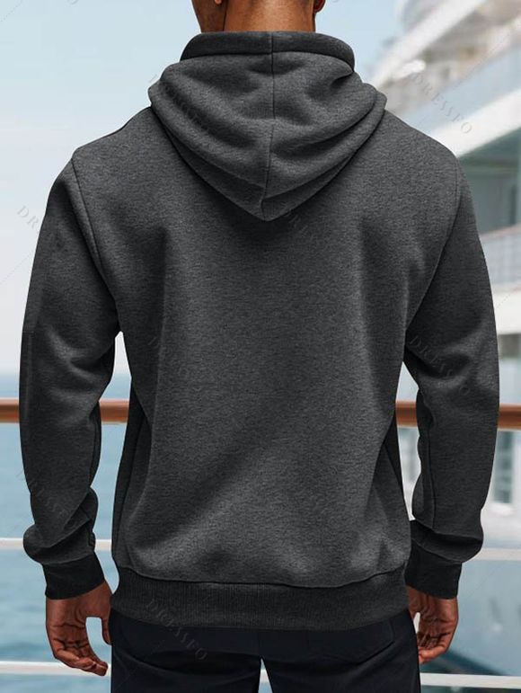 Sweat à capuche pour homme avec fermeture éclair, plusieurs poches et cordons de serrage - Gris Foncé XXXL